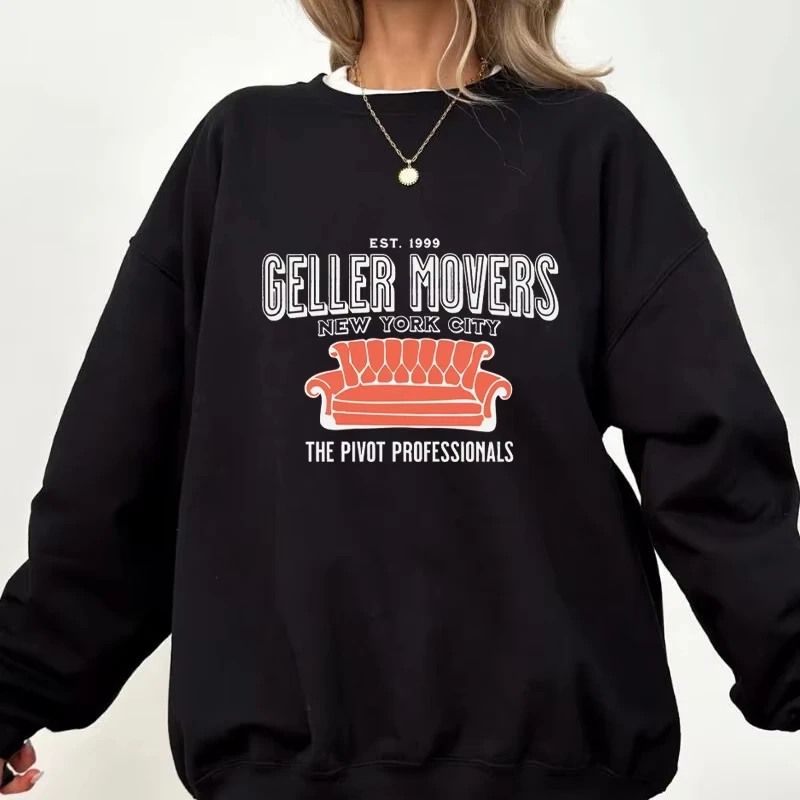 

Geller Movers Est 1999 New York City Friends Printed Sweatshirt Vintage 90s TV Show Pullover Womens Clothing Unisex Streetwear