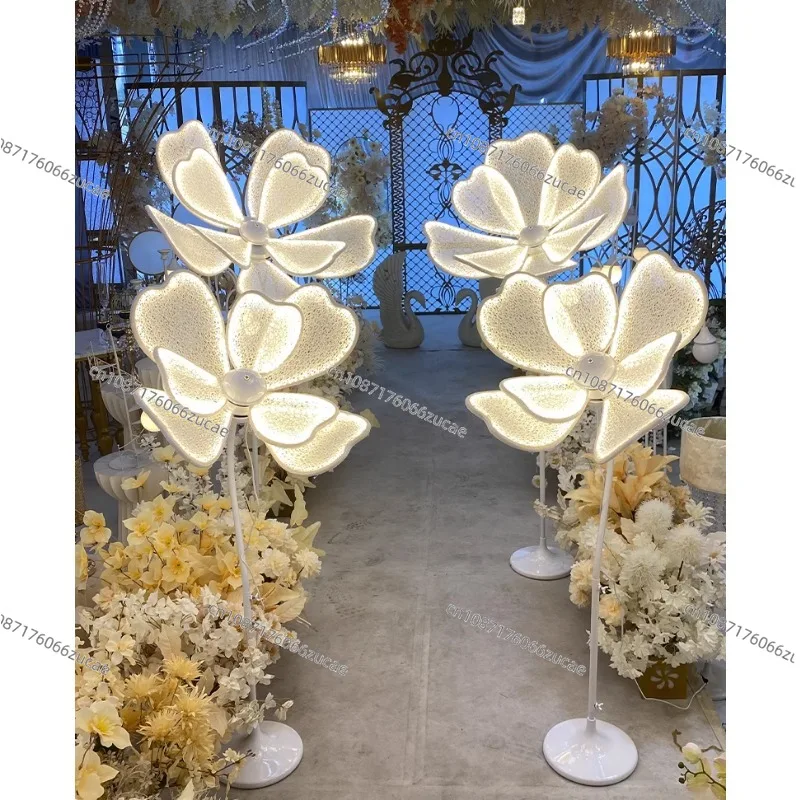 Wedding Props Wrought Iron Petals Lotus Lamp Luminous Peony Flower Wedding Stage Lights on-Site Layout Road Lead Lights