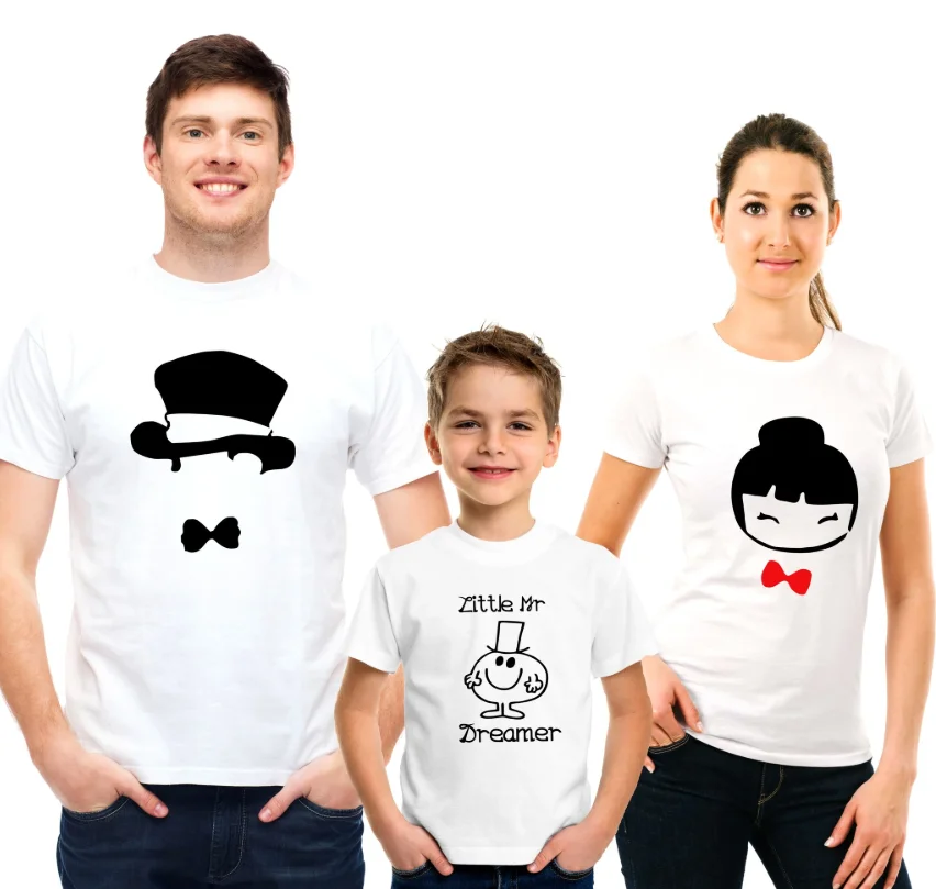 Gentleman Lady and Little Mr And Miss Dreamer Family T Shirt Family Matching Outfits Mom and Dad and Children T-shirt