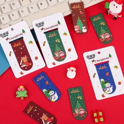 4 pcs/pack New Merry Christmas Snowman Elk Magnetic Bookmark Creative Stationery Bookmarks Page Flag School Office Supplies Gift