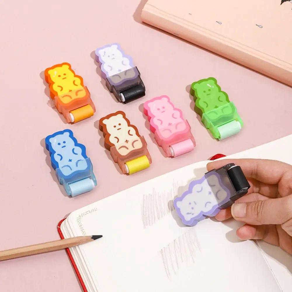 Traceless Creative Bear Roller Eraser Non-toxic Pencil Wiping Rubber Eraser Cute Correction Pencil Eraser Award Gift