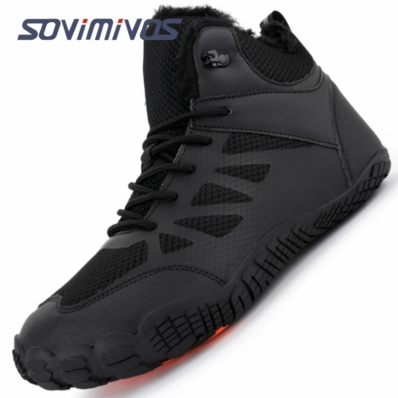 Mens Hiking Boots Womens Winter Warm Snow Boot Water Resistant Non Slip Soft Lined Wide Toe Box High top Walking Barefoot Shoes