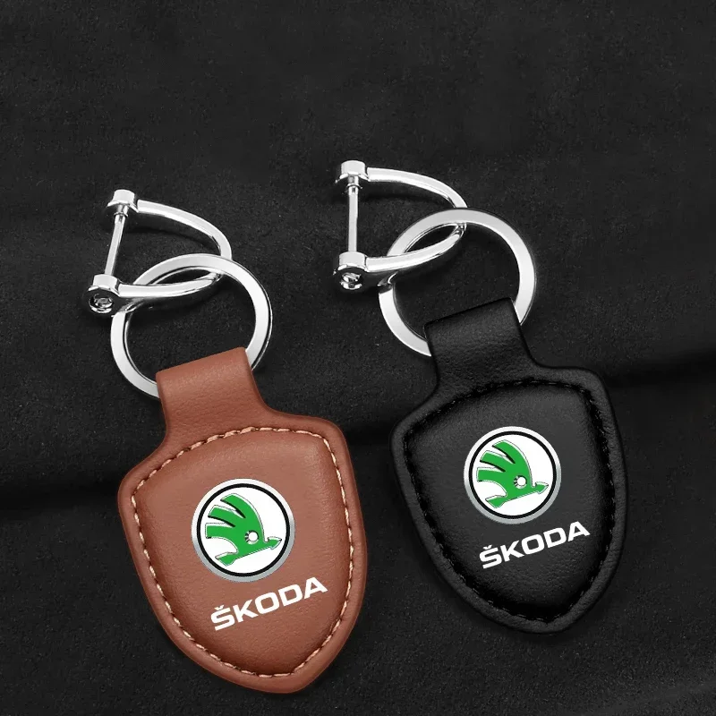 

Multiple colors Luxury Car KeyChain Genuine Leather Key Ring Accessories for Skoda octavia fabia rapid yeti superb octavia a5 a7