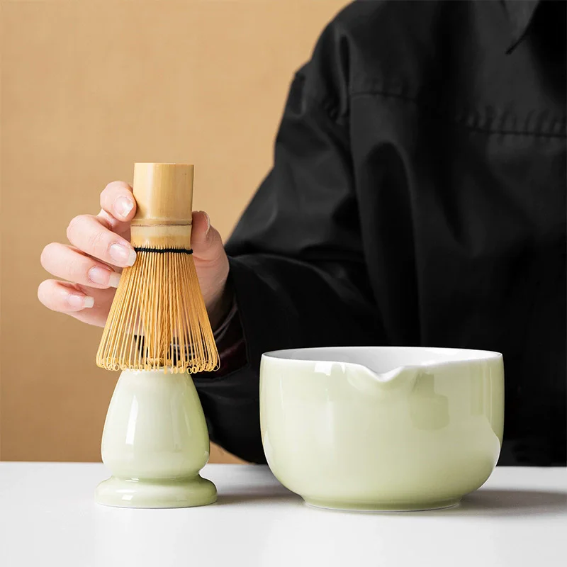 

1-2PCS Traditional Matcha Tea Sets For Tea Lovers Birthday Gifts Japanese Matcha Whisk Ceramic Bowl With Spout Tea-making Tools