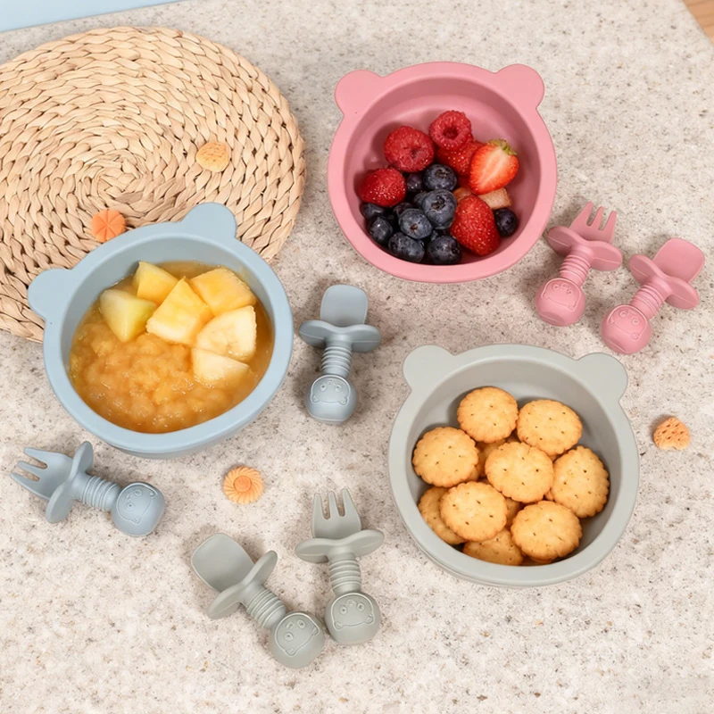 

3Pcs/Set BPA Free Baby Silicone Feeding Bowl Cartoon Dishes For Kids Suction cup Anti-Drop Non-Slip Dinnerware Eating Training