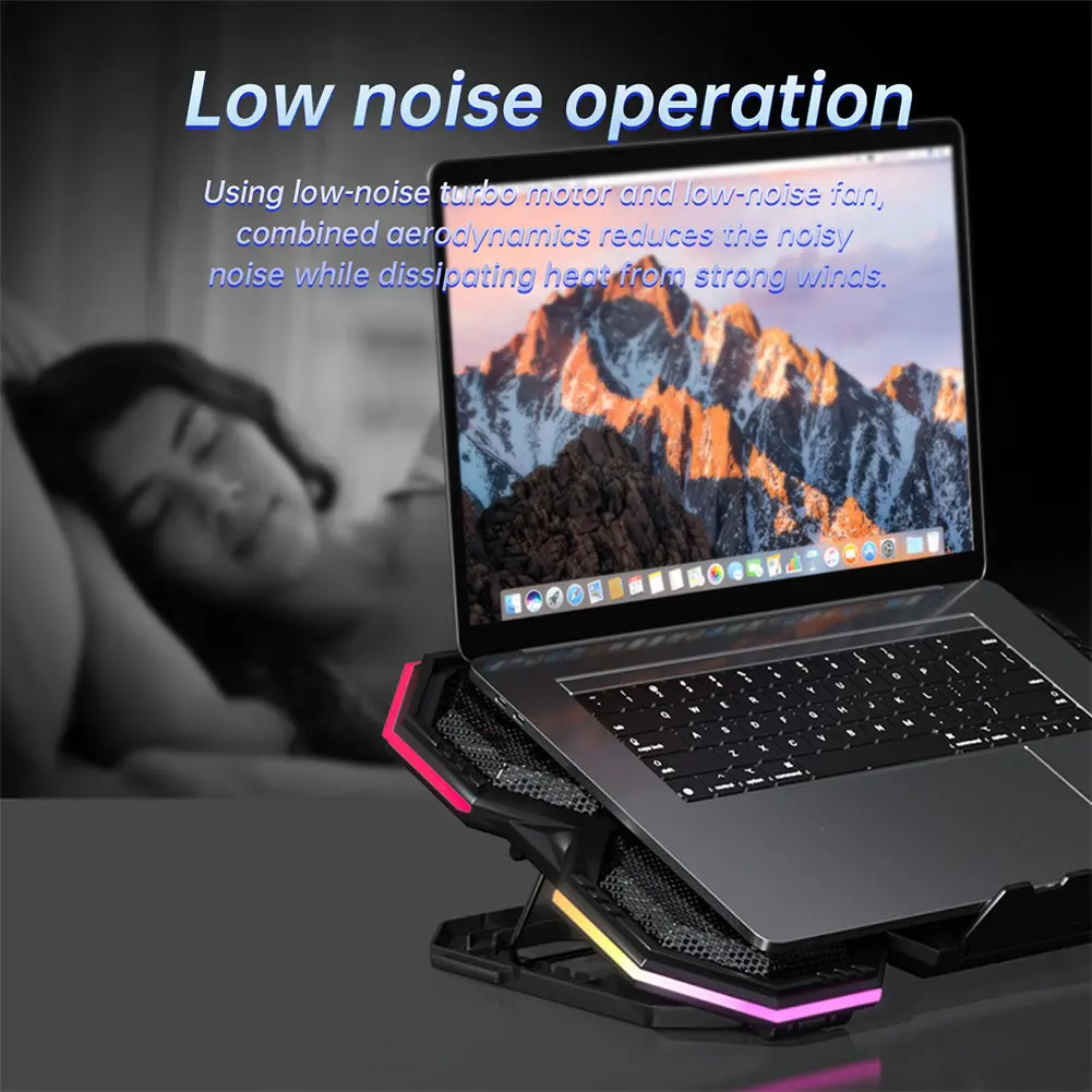 Laptop Cooler 2 USB Ports Gaming Laptop Stand with 6 Quiet Fans Air Cooler Notebook Stand Holder for 12-21 Inch Gaming Notebooks