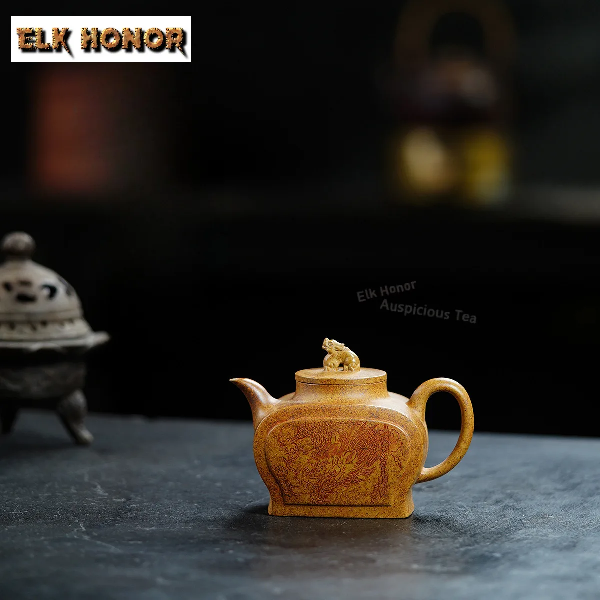 240ml Retro Yixing Purple Clay Teapots Handmade Dragon Soaring Nine Heavens Pot Raw Ore Gold Section Mud Kettle Zisha Tea Set