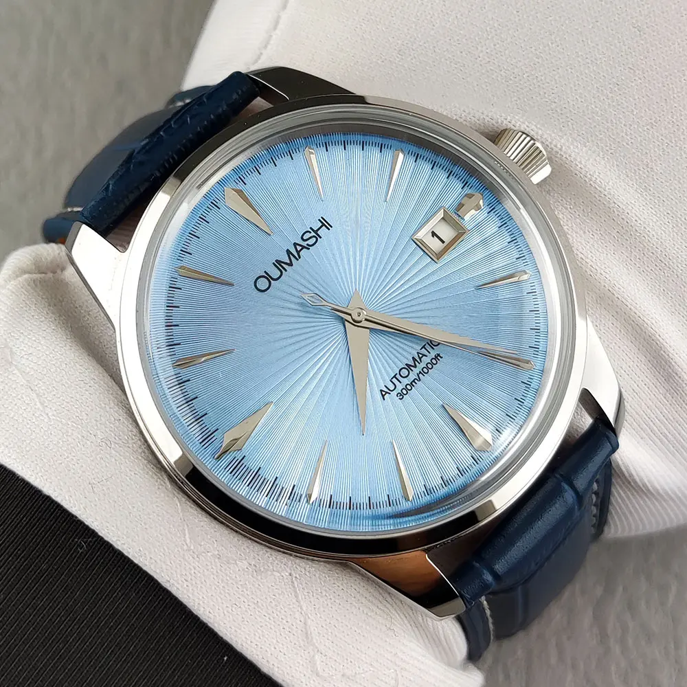 NHWatch 35 Cocktail Automatic Men10ATM Waterproof Wristbatch Double Dome Sapphire Crystal Tandorio Dive Clock Date Leather Band