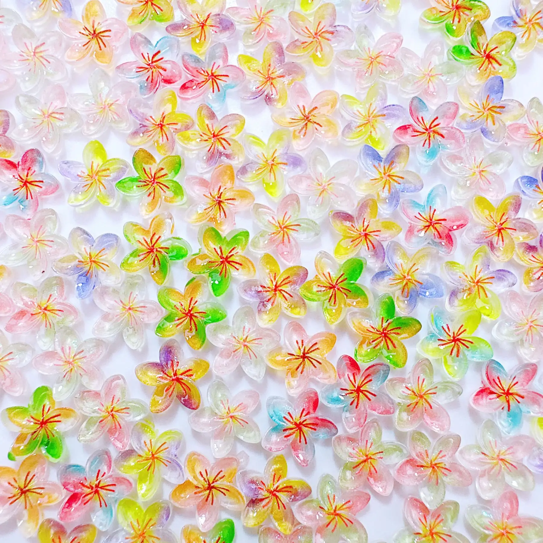 50/100/200Pcs, 9*9mm, Frangipani, Flower, Five Petals Flower, All Match, Multicolor, Nail Accessories, Stereo, DIY