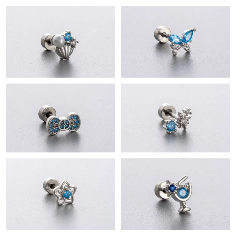 Rhinestone Tongue Rings for Women Sparkling 316L Stainless Steel CZ Bow Tongue Studs Ring Barbell Tongue Piercing Jewelry