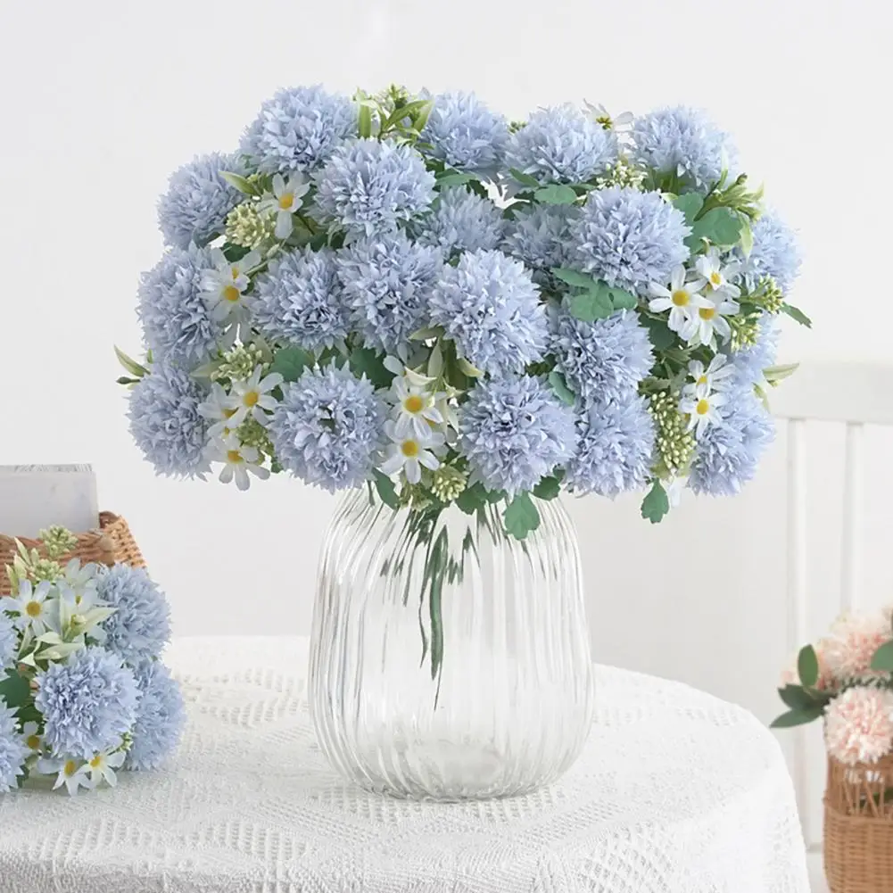 Artificial Flower Good Detail Realistic No Wither No Watering Long-lasting Fake Chrysanthemum Dandelion Photo Prop Table Centerp