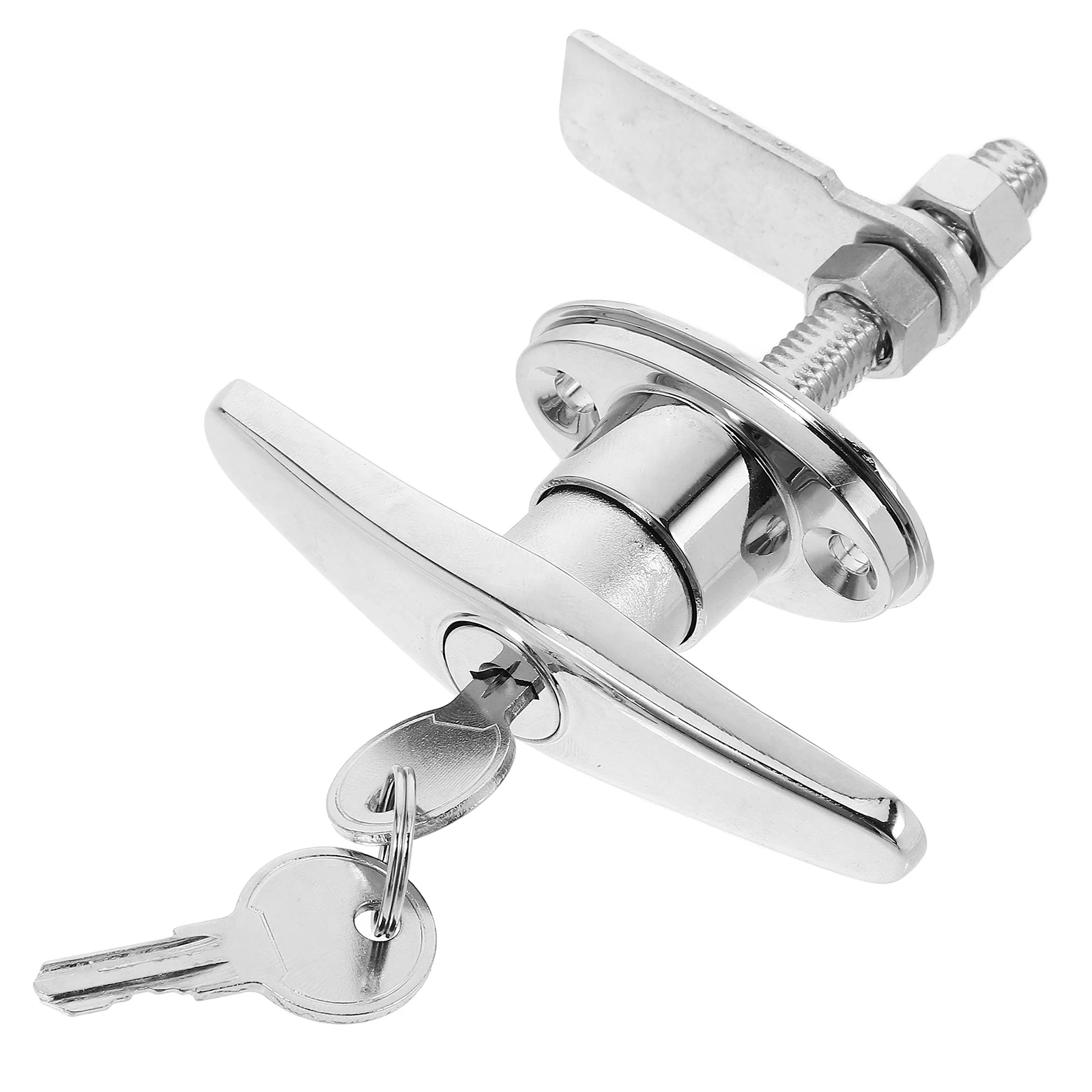 

T Shaped Handle Lock Set 2pcs Silver Metal Alloy Door Drawer Cabinet Barn Garage Wood Sliding Gate Locks Keys for Home