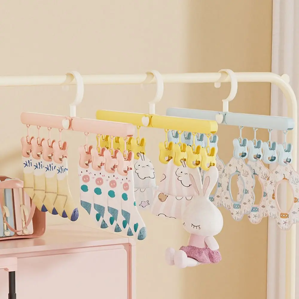 

Portable Folding Drying Rack Non-slip Traceless Laundry Hanger 360-Degree Rotation Strong Load-bearing Sock Hanging Clips