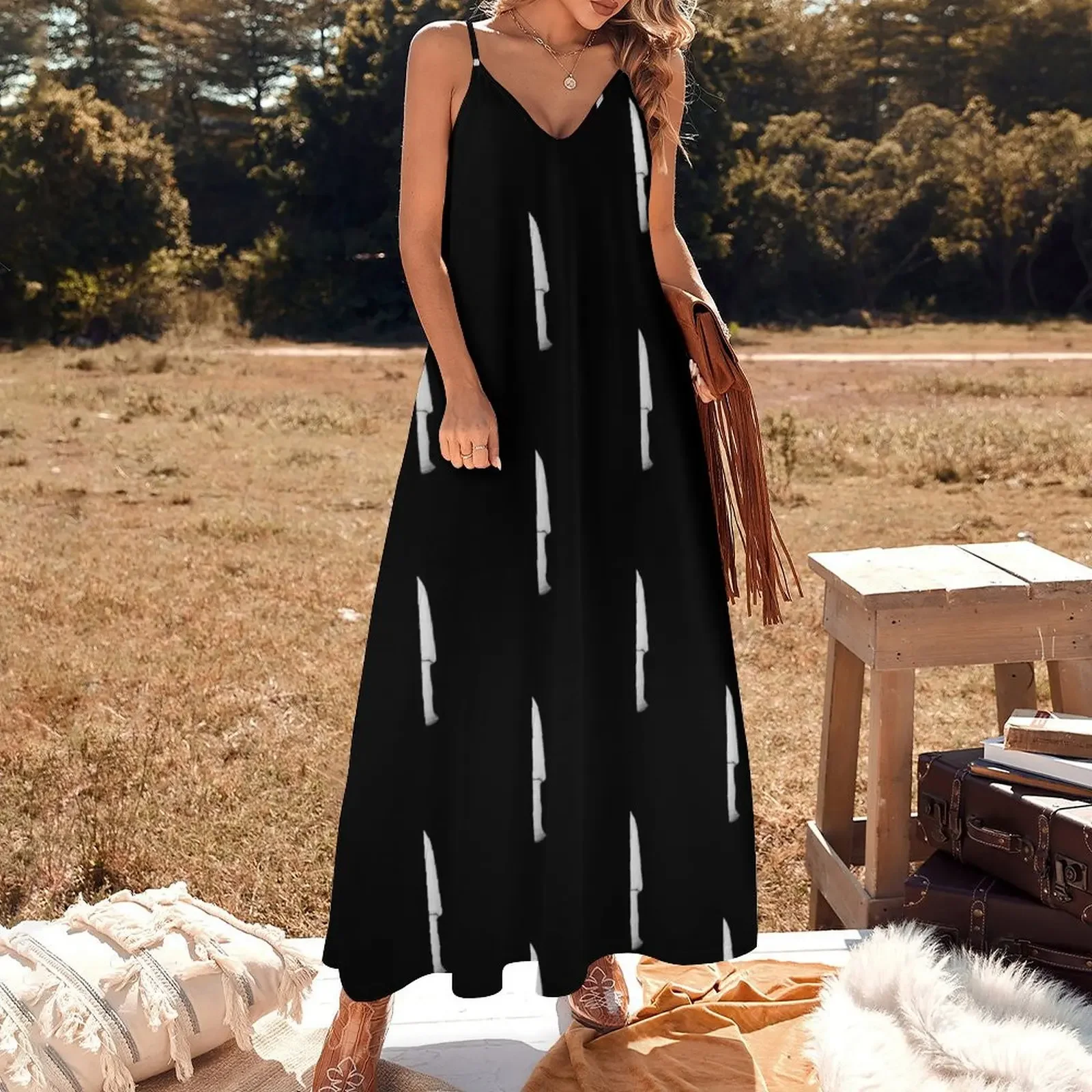 Slice of Knife Pattern Sleeveless Dress loose women's dress prom clothes african dresses for woman dress korean style