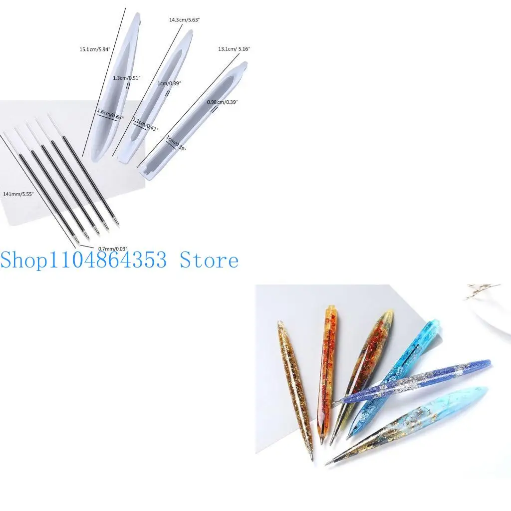 

652F 3Pieces Ballpoint Pen Silicone Molds Cylinder Shaped Epoxy Casting Molds for DIY Pen with Ballpoint Refill