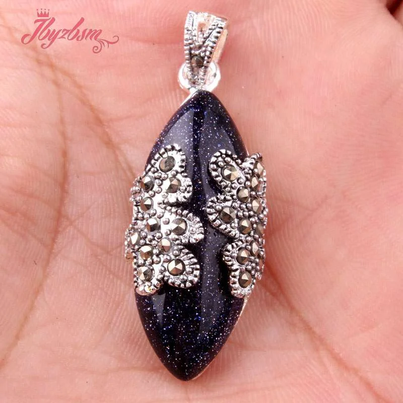 14x30mm Oval Beads Agate Shell Cat Eye Stone Beads Marcasite Tibetan Silver Fashion Pendant 1 Pc For Party Gift Free shipping