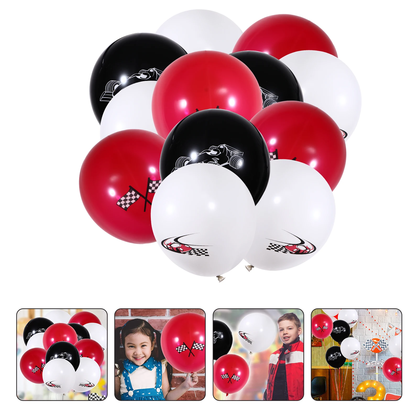 

24 Pcs Balloons Balloon Set Checkered Racing Balloons Latex Elegant Decor for Party Graduation Reusable