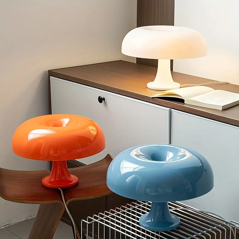 Luminária de Mesa LED Estilo Retrô em Forma de Cogumelo, Luz Noturna para Quarto de Hotel, Luminária Decorativa de Mesa Regulável para Sala de Estar