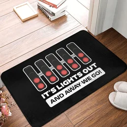 F1 Car Racing Bathroom Non-Slip Carpet It's Lights Out And Away We Go! Bedroom Mat Welcome Doormat Floor Decor Rug