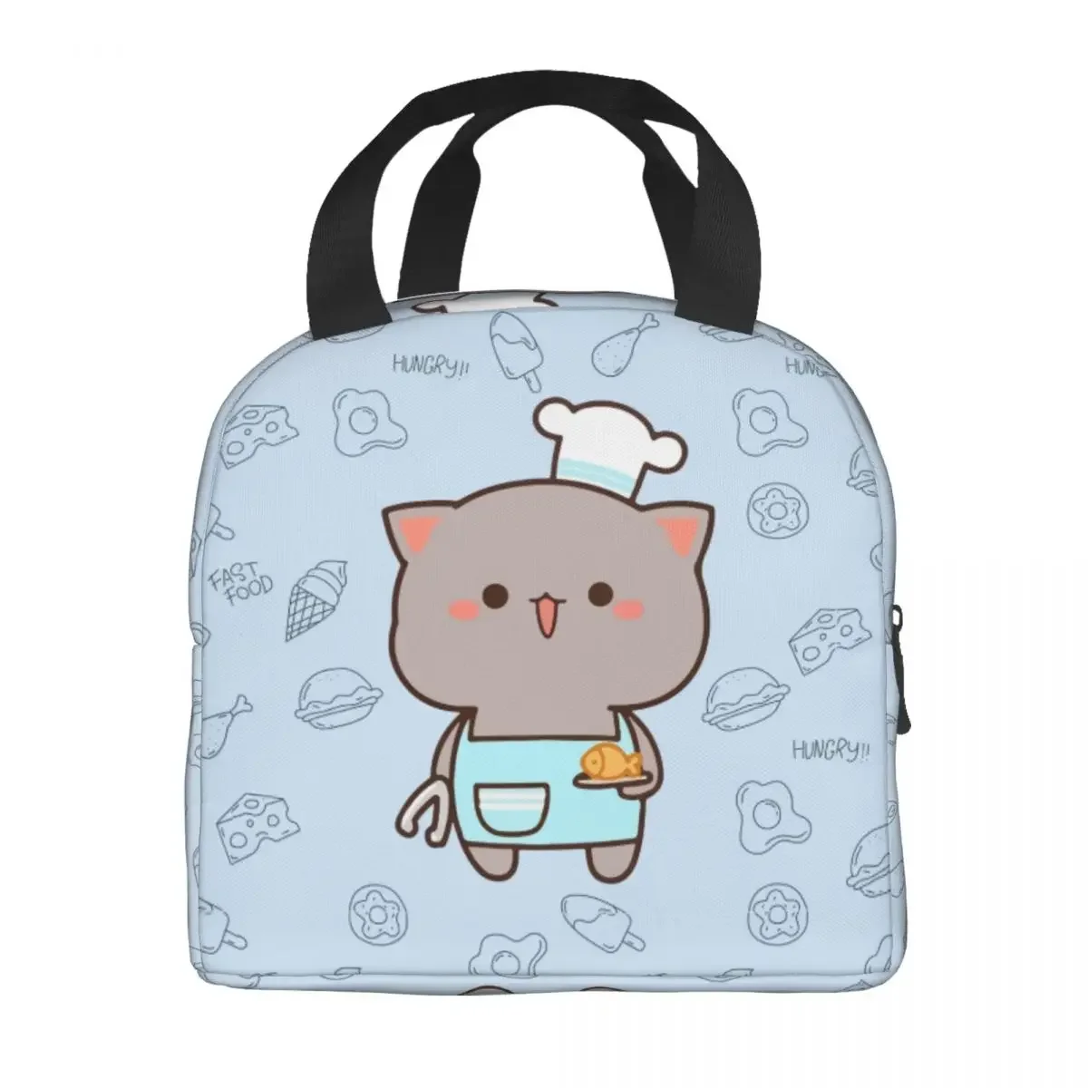 Funny Cooking Master Goma Insulated Lunch Bag for Women Resuable Mochi Cat Cooler Thermal Lunch Box Kids School Children