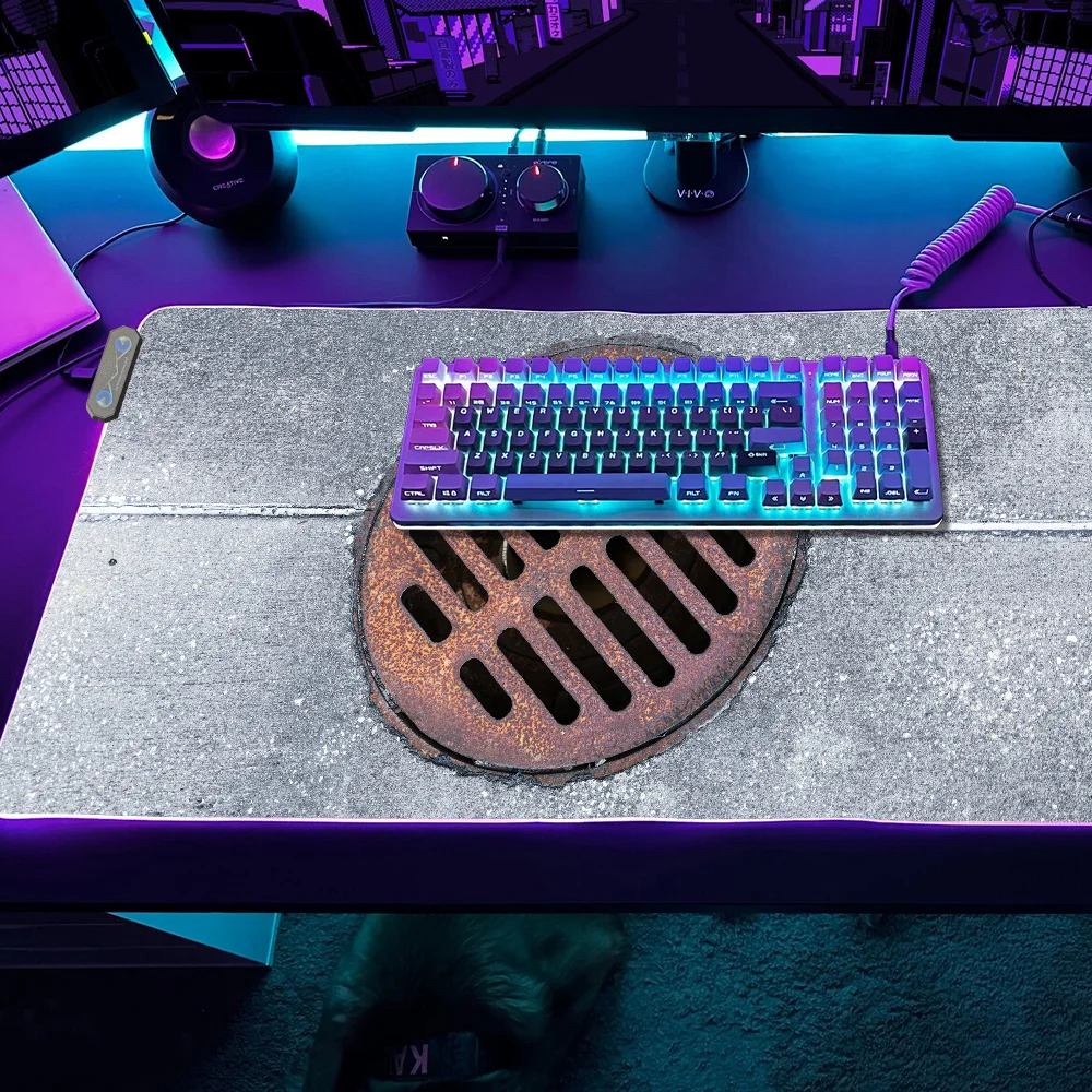 

Игровой коврик для мыши в виде крышки люка, светодиодный RGB коврик для стола, настольный коврик XXL с подсветкой Micro USB, резиновый коврик для рабочего стола