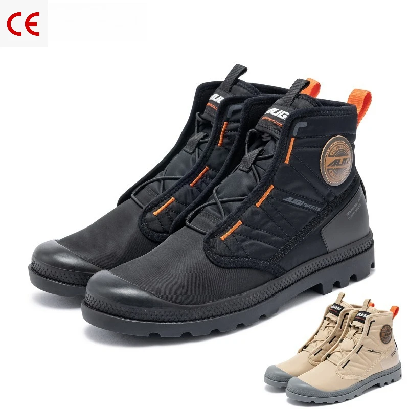 

Men Zipper High-top Boots Stylish Anti-wear Casual Footwear for Motorcycle Scooter Commute Urban Riding Protective Shoes