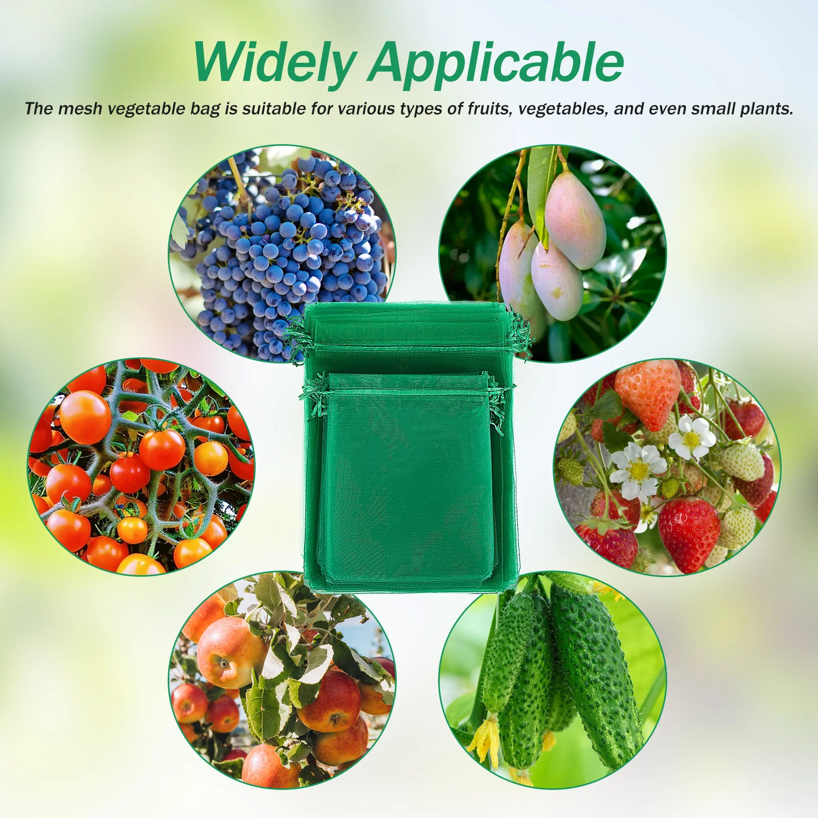 

Fruit Protection Bags Mesh Netting Drawstring Design Weather Resistant For Vegetables Fruits Garden Plants Tree