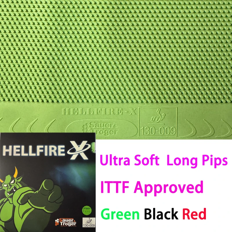 

Новая супермягкая резина для настольного тенниса HELLFIRE Green с длинными шипами OX, средние частицы, одобренная ITTF, резиновая противоскользящая атака для пинг-понга