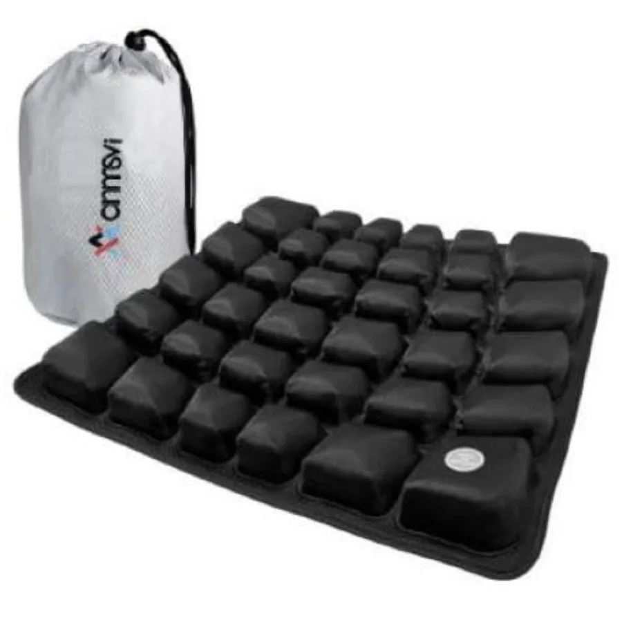 

Inflatable Seat Cushion with Built-in Pump for Airplane Travel, Car and Office Chair - Portable Air Pad for Sciatica, Coccyx an