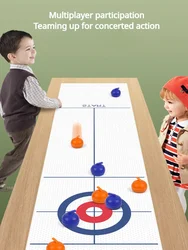1set Family Fun Board Games for Kids & Adults: Tabletop Curling Game with 8 Rollers & Shuffleboard Pucks!