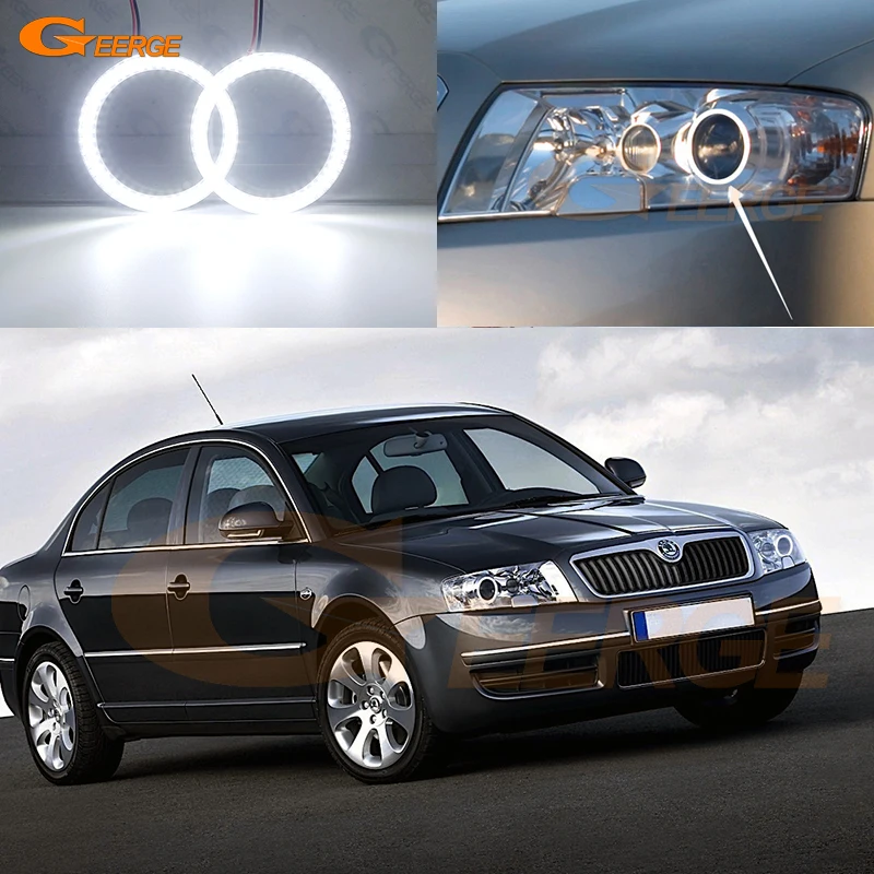 

For Skoda Superb I 3U 2001 2002 2003 2004 2005 2006 2007 2008 Ultra Bright SMD LED Angel Eyes Kit Halo Rings Day Light