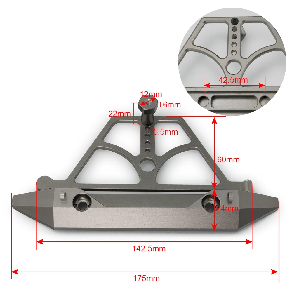 MIBIDAO Aluminiowy zderzak tylny ze stojakiem na oponę zapasową do Axial SCX10 I/III Wrangler Gladiator 1/10 RC Crawler Części do modeli samochodów