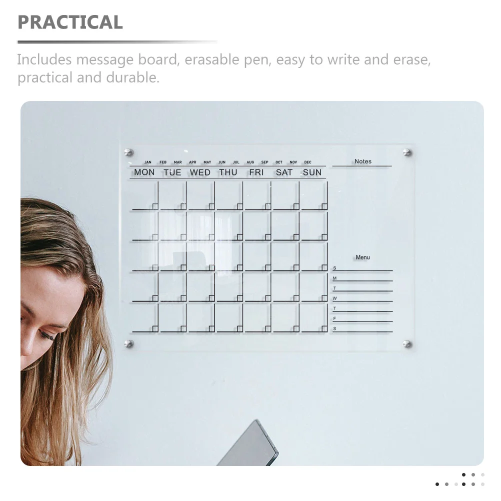 Home Sign Acrylic Wall Calendar Whiteboard Monthly Glass Chore Chart Reusable Rv Fridge Memo Boards Weekly Planner