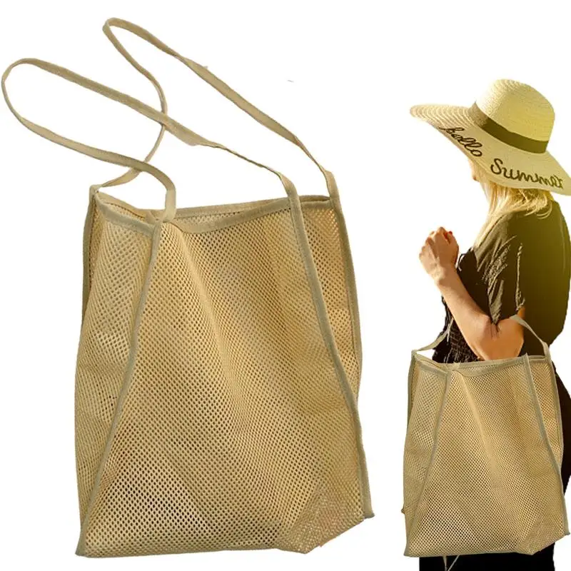 Bag Shopping Fashion Mesh Bag Kitchen One-shoulder Mesh Beach Large Capacity Mesh Hollow Storage Pouch Handbag