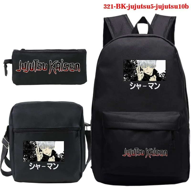 

Anime Jujutsu Kaisen Backpack 3pcs Set Boys Girls Bookbag Teens SchoolBag Kids Book Rucksack Gift(Knapsack+shouder Bag+pen Bag)