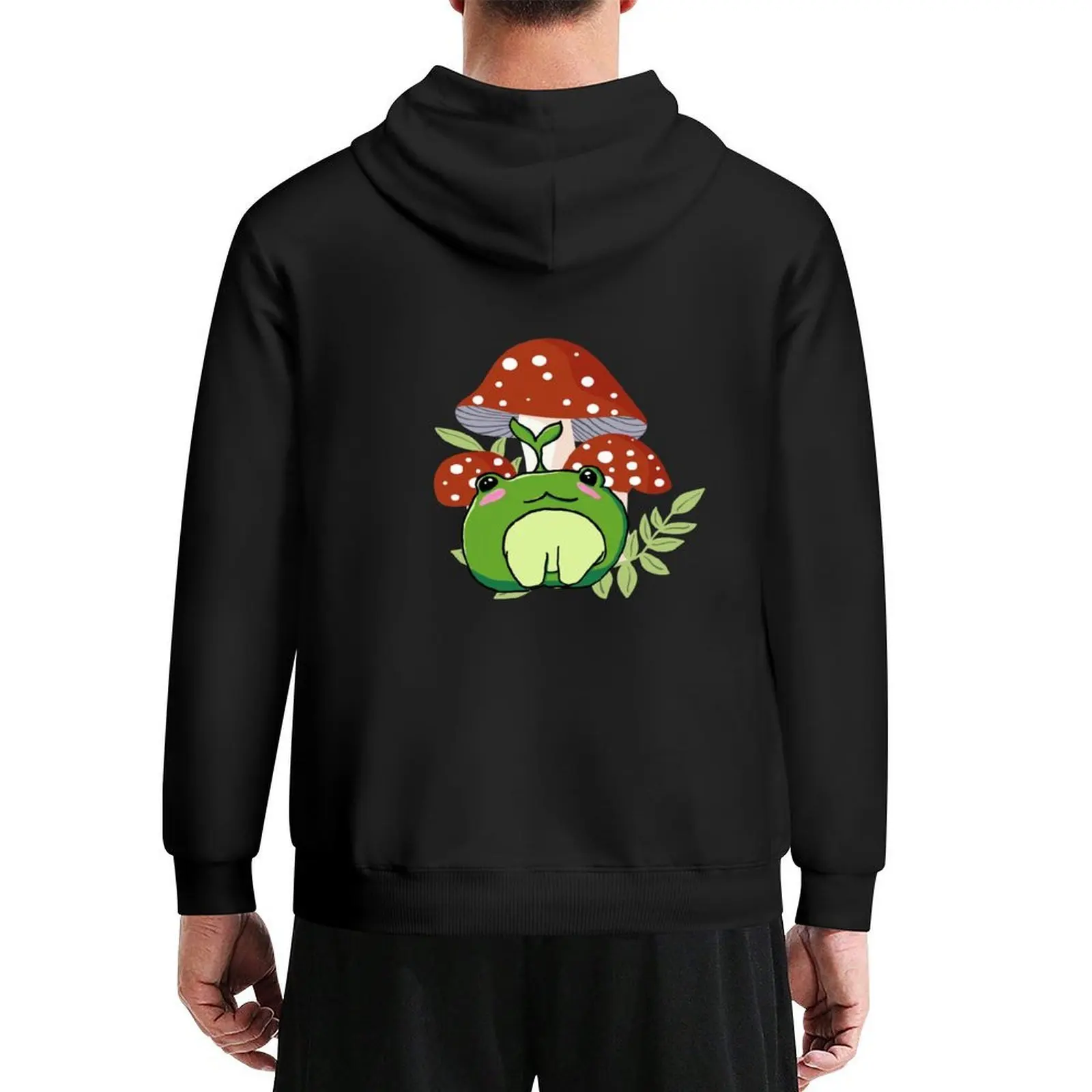 

Kawaii Cottagecore Frog with Toadstools Hoodie hooded shirt autumn clothes aesthetic clothing winter clothes graphic hoodies