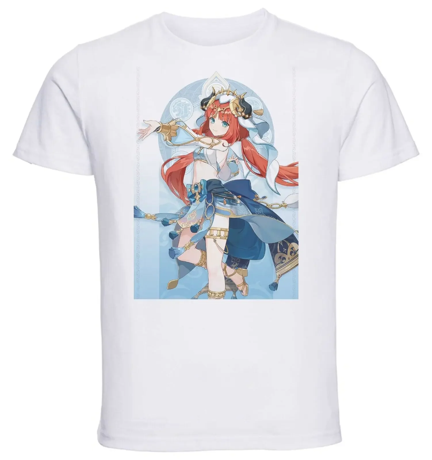 Unisex White Videogame T-Shirt - Genshin Impact - Nilou-