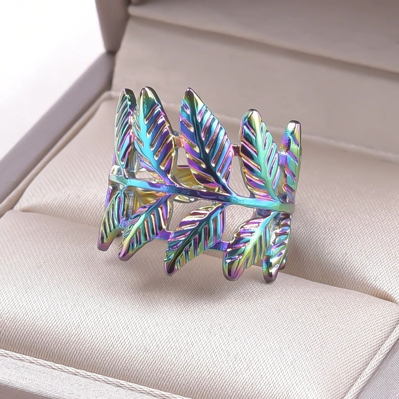 Rings Stainless Steel Open Adjustable Women Human Face Geometry Heart Leaf Bat Rainbow Punk Men\'s Rings Knuckle Party Jewelry