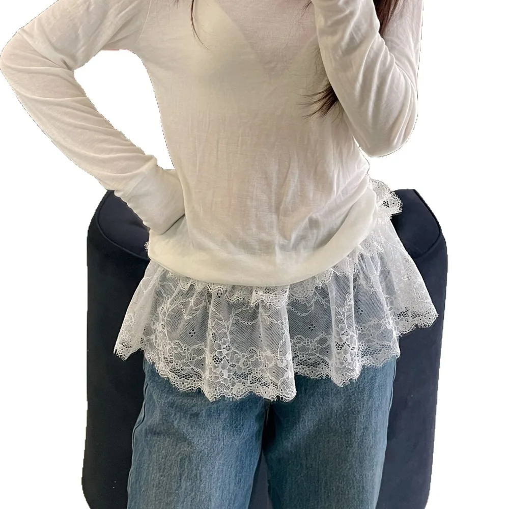 Trendy Lace Trim Fart Curtain Versatile Pretty Hip Curtain Fashion Accessories Advanced Mini Skirt Women