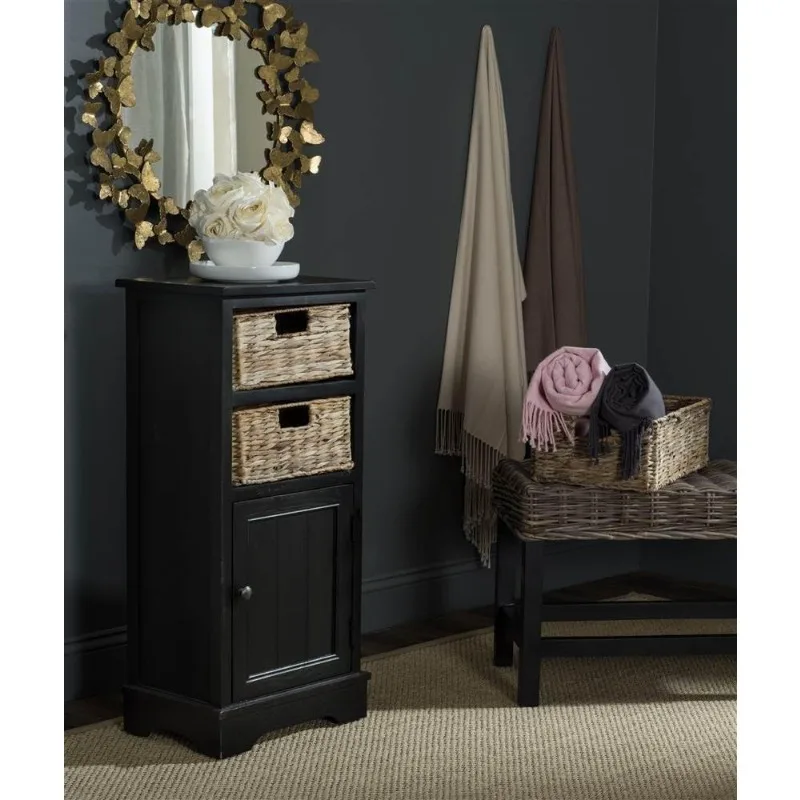 American Homes Collection Connery Distressed Black Cabinet