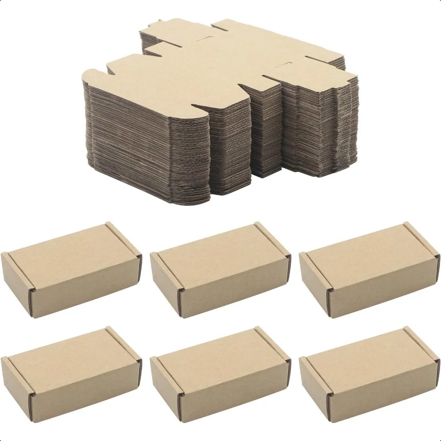 

50 Pack Kraft Paper Boxes Foldable Rectangular Paper Box Packing Box for shipping Storaging Small items Brown 3.62 x 1.98 x 1.0