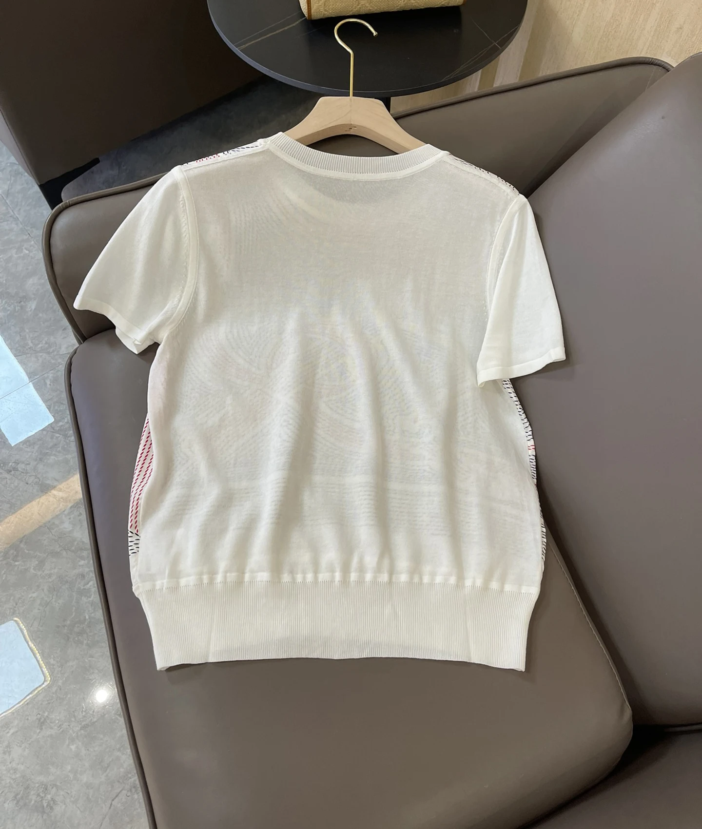 3.17 TOPACHIC Women High Quality Simple All-matches O-Neck Tee Fashion Silk Print Spliced Short Sleeve T-Shirt