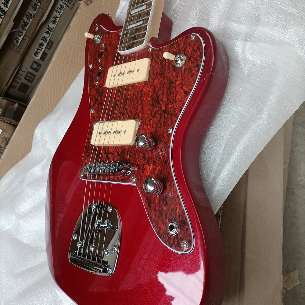 Meatl Red 6 Strings Electric Guitar with Rosewood Fretboard,can be Customized