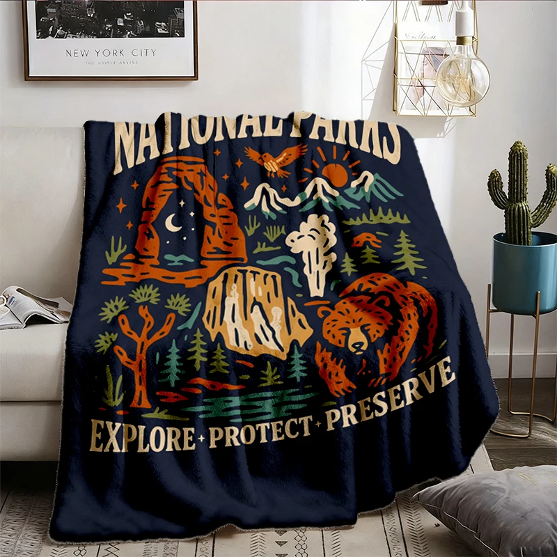 US National Parks Comfy Blanket Gifts National Park Lover Gift for Nature Lover Mountain Hiking Comfy Blanket Park Flann