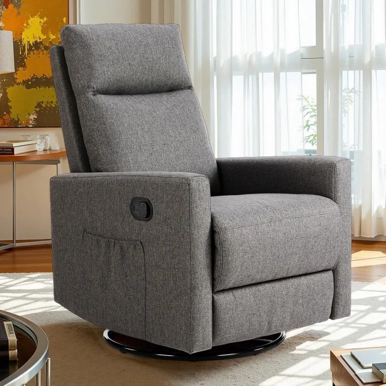 

Recliner Chair, 360 Swivel Rocker Chair for Adults, Glider Rocker Recliners, Nursery Chairs for Living Room, High Ba
