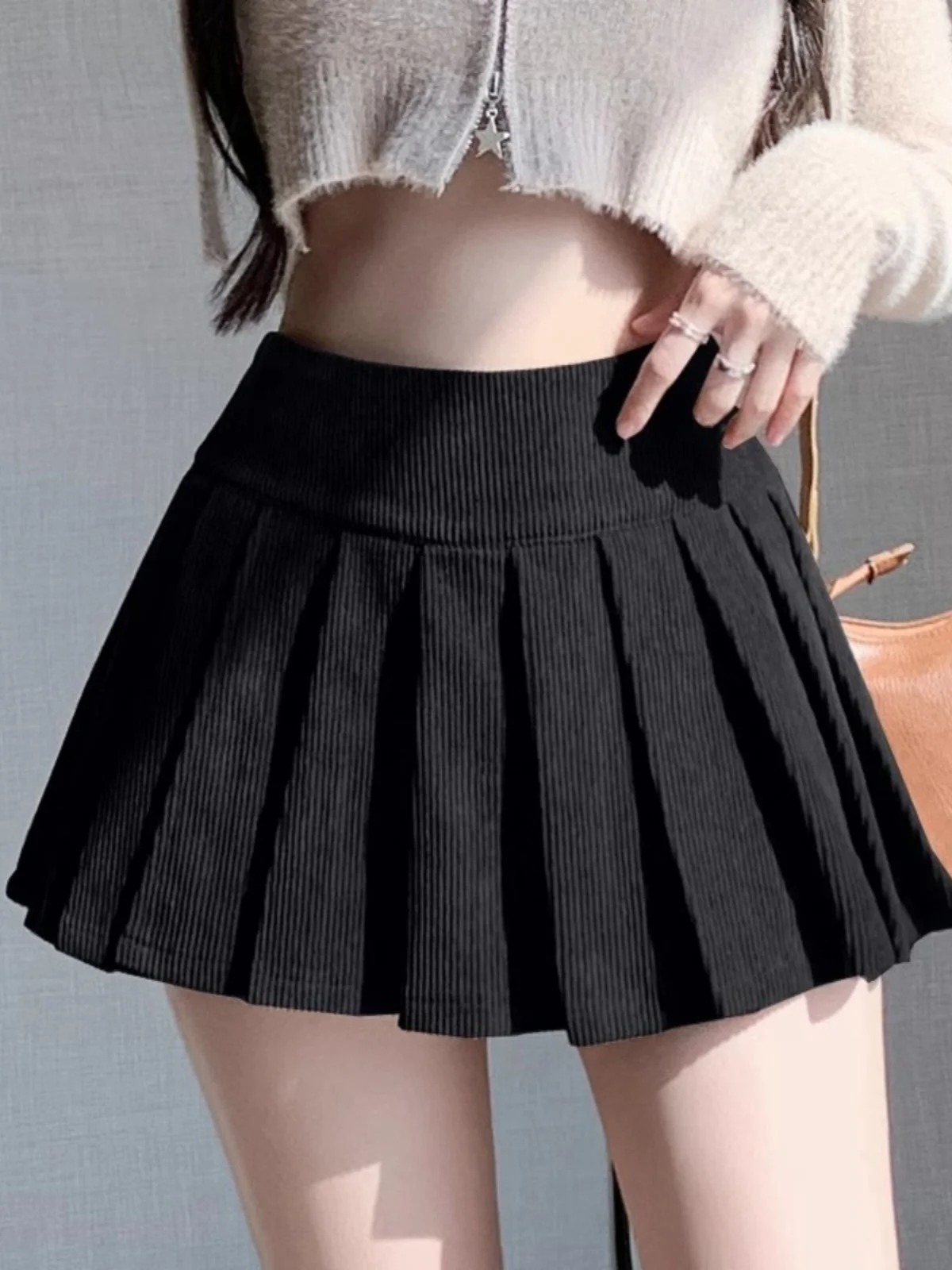

Cheried Corduroy A-Line Skirt Women's Sexy Slimming High Waist Pleated ort Skirt Autumn Winter New Arrival Polyester...