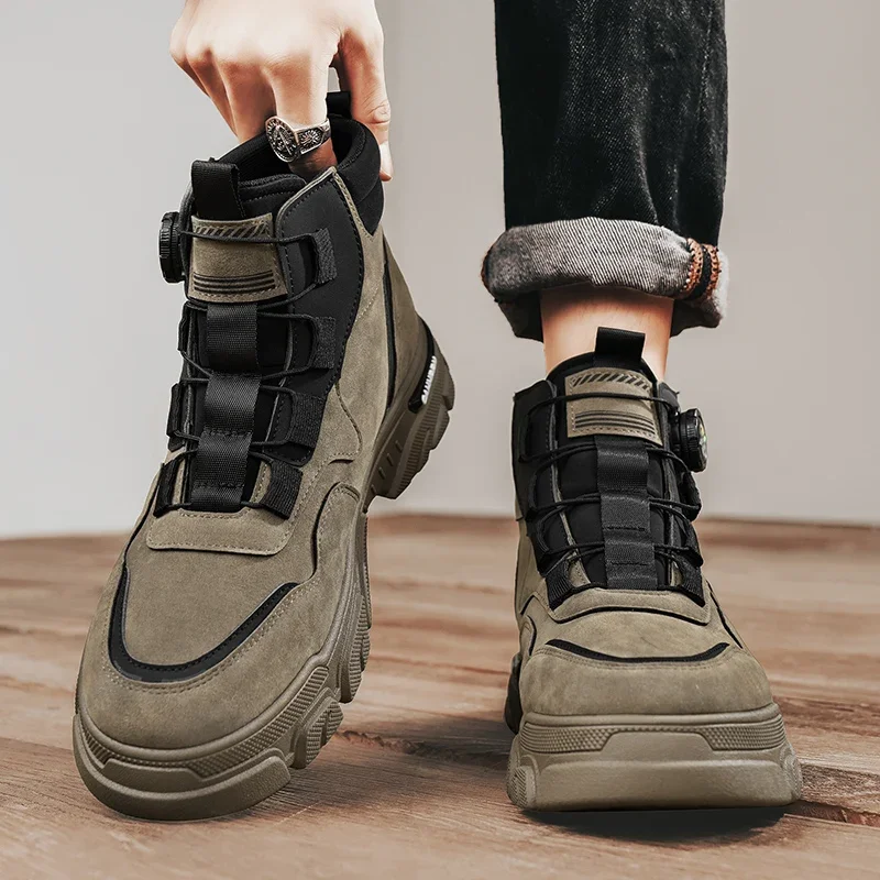 

Мужские ботинки, зимняя повседневная обувь, ковбойская армейская тактическая мотоциклетная обувь до щиколотки «Челси», кожаная рабочая обувь для пешего туризма, дизайнерская роскошная обувь