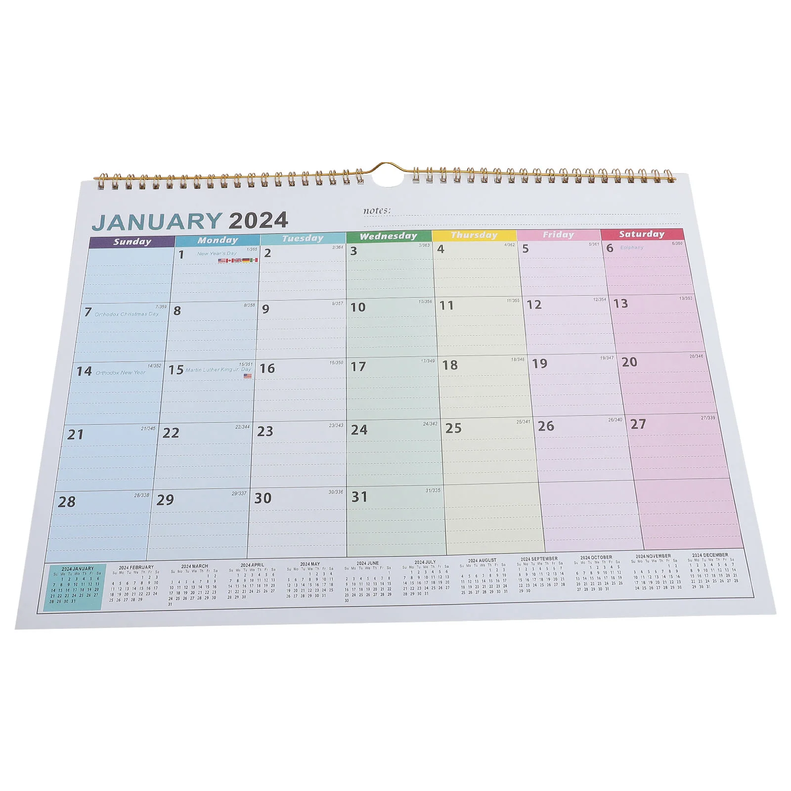 2024 Wall Calendar Noting Hanging Desk Yearly Calendars Large Calender for Home Monthly