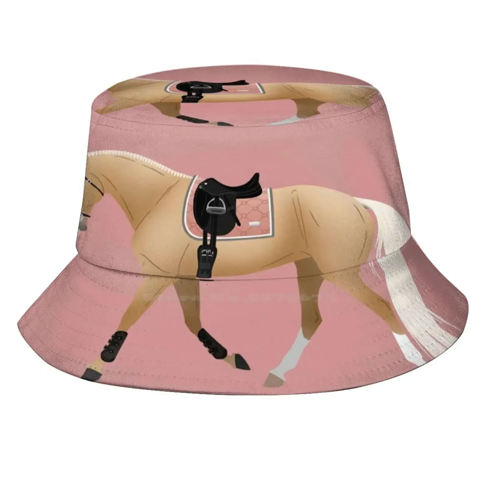 Palomino Dressage Horse - Equine Rampaige Sun Cap Fisherman Hat Bucket Hats Palomino Horse Extended Trot Dressage Horse