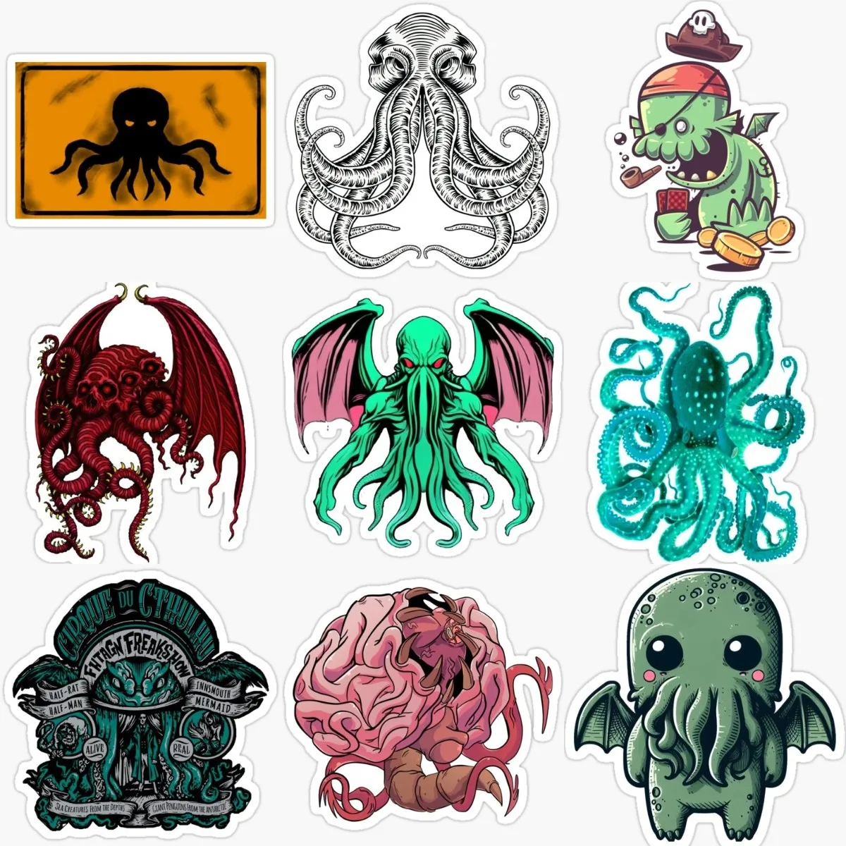 Creative Cthulhu Great Old Ones Octopus Monster PVC Sticker for Decorate Wall Room Car Van Bicycle Window Bumper Off-road Decal